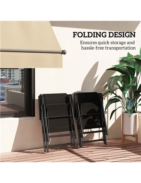 Outsunny Set of Four Folding Outdoor Chairs - Black