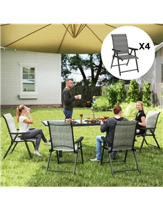 Outsunny Set of Four Folding Outdoor Chairs - Black/Grey 2