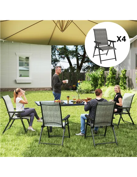 Outsunny Set of Four Folding Outdoor Chairs - Black/Grey