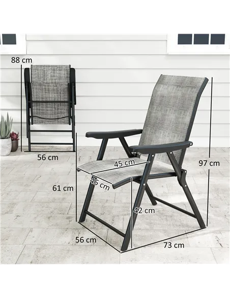 Outsunny Set of Four Folding Outdoor Chairs - Black/Grey
