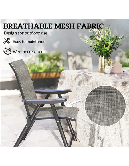 Outsunny Set of Four Folding Outdoor Chairs - Black/Grey