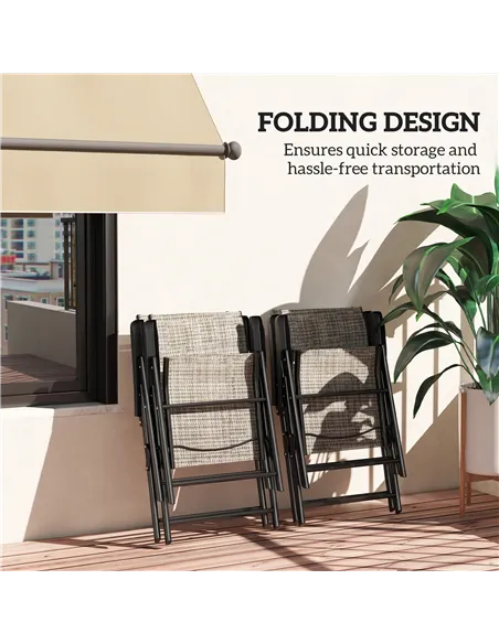 Outsunny Set of Four Folding Outdoor Chairs - Black/Grey
