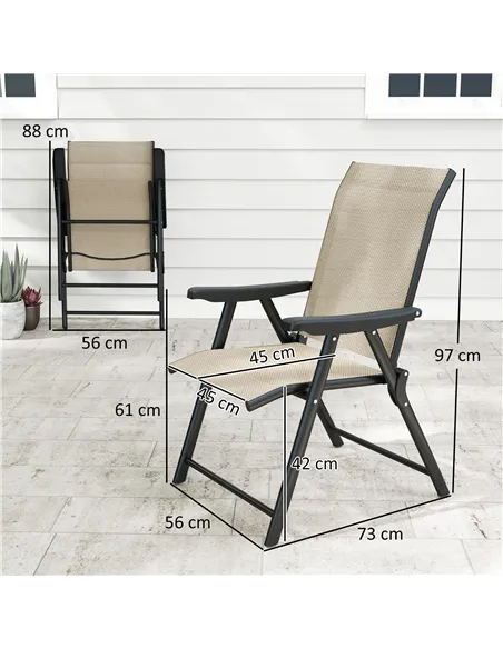 Outsunny Set of Four Folding Outdoor Chairs - Brown/Black