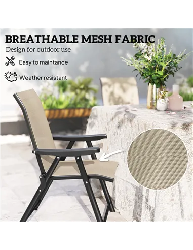 Outsunny Set of Four Folding Outdoor Chairs - Brown/Black