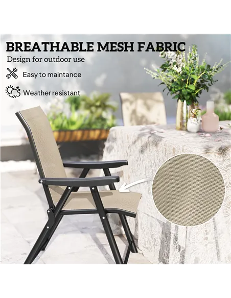 Outsunny Set of Four Folding Outdoor Chairs - Brown/Black