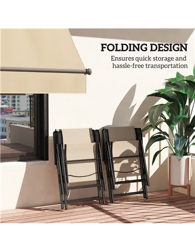 Outsunny Set of Four Folding Outdoor Chairs - Brown/Black