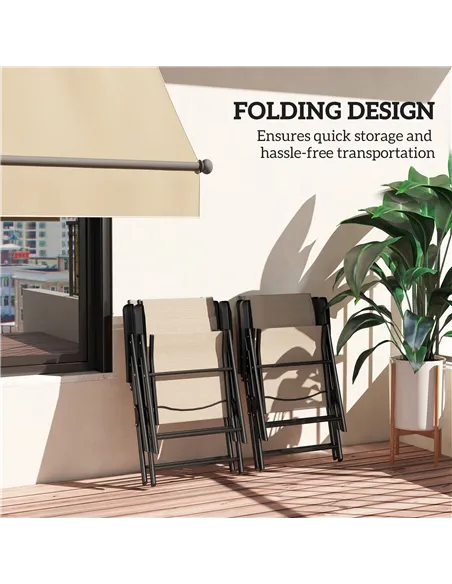 Outsunny Set of Four Folding Outdoor Chairs - Brown/Black