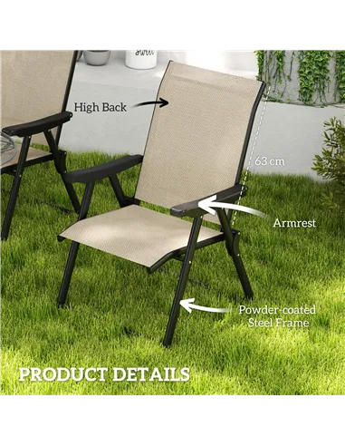 Outsunny Set of Four Folding Outdoor Chairs - Brown/Black