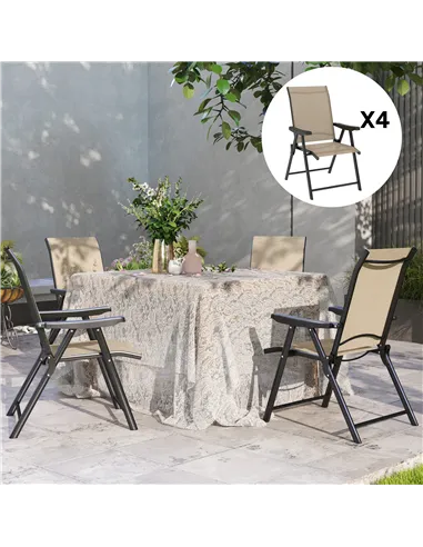 Outsunny Set of Four Folding Outdoor Chairs - Brown/Black