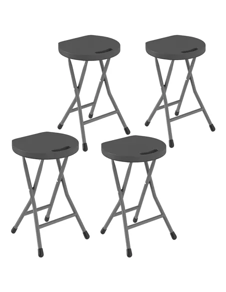 Outsunny Set of Four Folding Carry Stools - Charcoal Grey