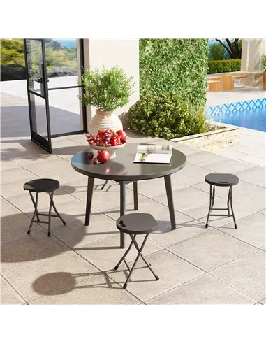 Outsunny Set of Four Folding Carry Stools - Charcoal Grey