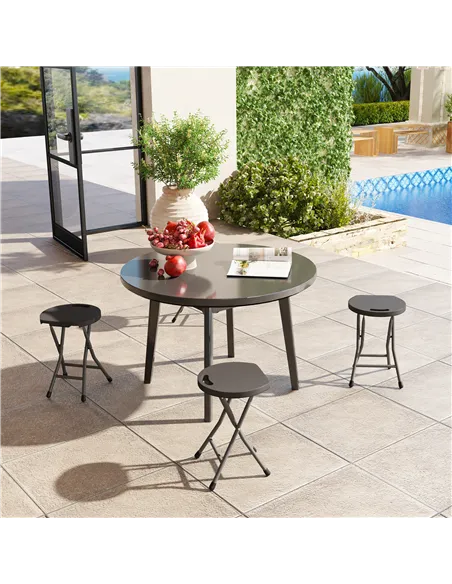Outsunny Set of Four Folding Carry Stools - Charcoal Grey