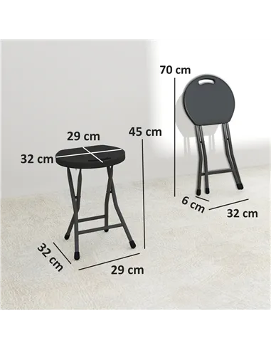 Outsunny Set of Four Folding Carry Stools - Charcoal Grey