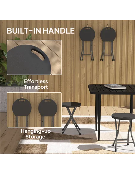 Outsunny Set of Four Folding Carry Stools - Charcoal Grey