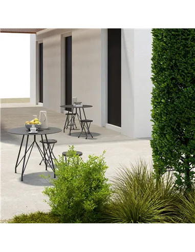 Outsunny Set of Four Folding Carry Stools - Charcoal Grey