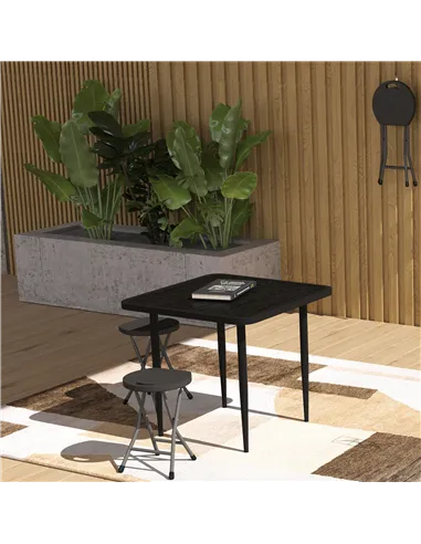 Outsunny Set of Four Folding Carry Stools - Charcoal Grey