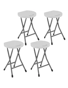 Outsunny Set of Four Folding Carry Stools - White