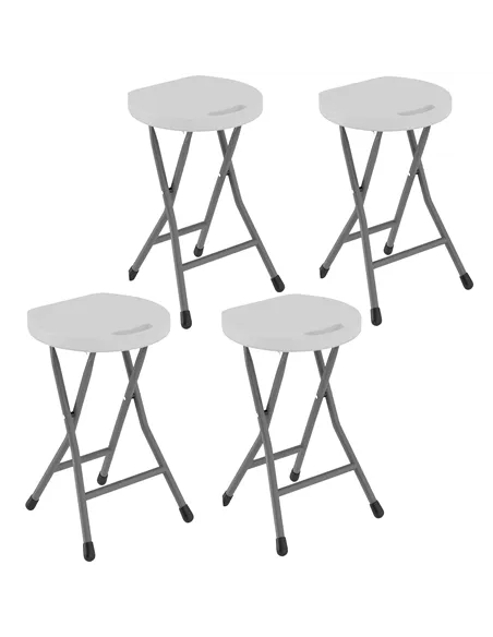 Outsunny Set of Four Folding Carry Stools - White