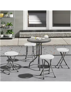 Outsunny Set of Four Folding Carry Stools - White 2