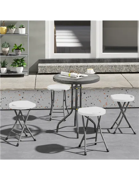 Outsunny Set of Four Folding Carry Stools - White
