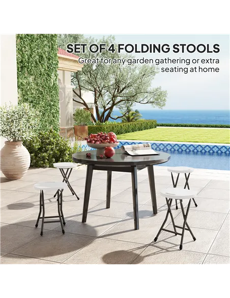 Outsunny Set of Four Folding Carry Stools - White