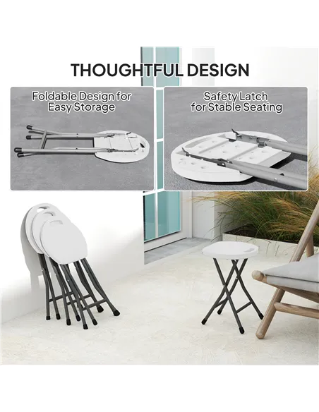 Outsunny Set of Four Folding Carry Stools - White