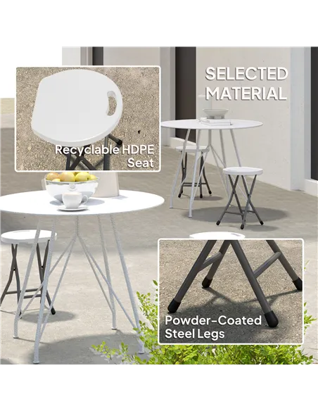 Outsunny Set of Four Folding Carry Stools - White