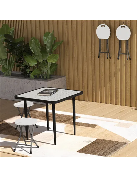 Outsunny Set of Four Folding Carry Stools - White