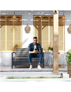 Outsunny 125L Storage Garden Bench, with Cushion - Grey 2