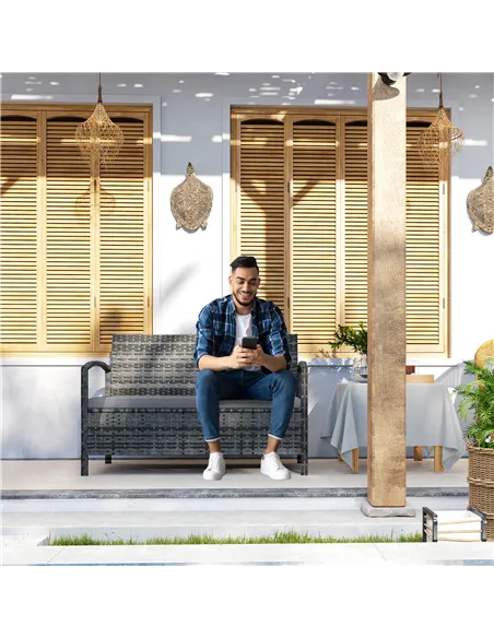 Outsunny 125L Storage Garden Bench, with Cushion - Grey