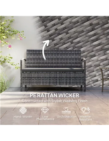 Outsunny 125L Storage Garden Bench, with Cushion - Grey