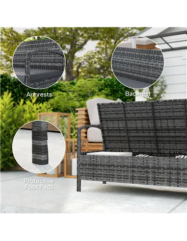 Outsunny 125L Storage Garden Bench, with Cushion - Grey