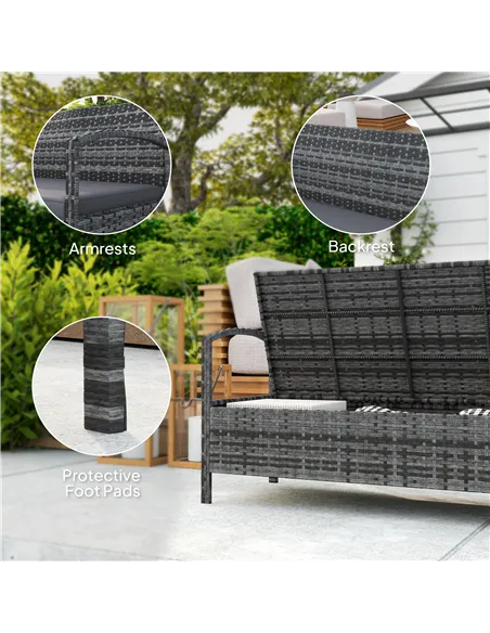 Outsunny 125L Storage Garden Bench, with Cushion - Grey