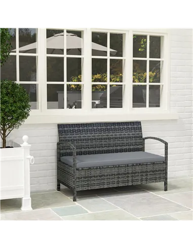 Outsunny 125L Storage Garden Bench, with Cushion - Grey