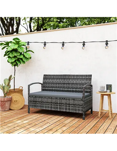 Outsunny 125L Storage Garden Bench, with Cushion - Grey