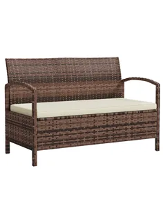 Outsunny 125L Storage Garden Bench, with Cushion - Brown