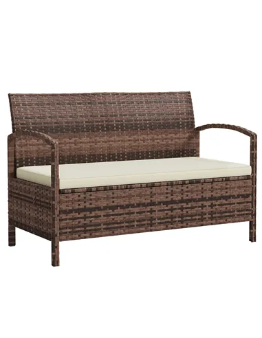 Outsunny 125L Storage Garden Bench, with Cushion - Brown