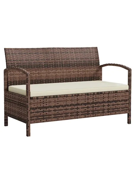 Outsunny 125L Storage Garden Bench, with Cushion - Brown