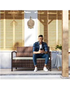 Outsunny 125L Storage Garden Bench, with Cushion - Brown 2