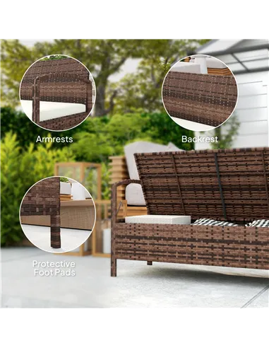 Outsunny 125L Storage Garden Bench, with Cushion - Brown