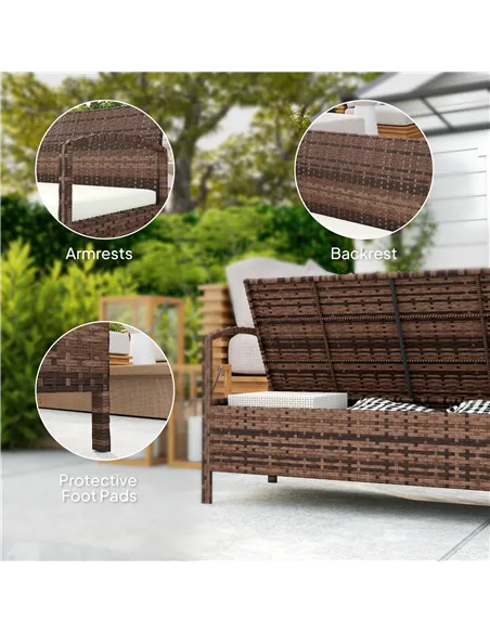 Outsunny 125L Storage Garden Bench, with Cushion - Brown