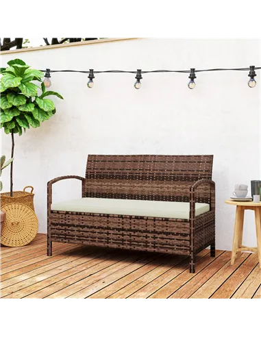Outsunny 125L Storage Garden Bench, with Cushion - Brown