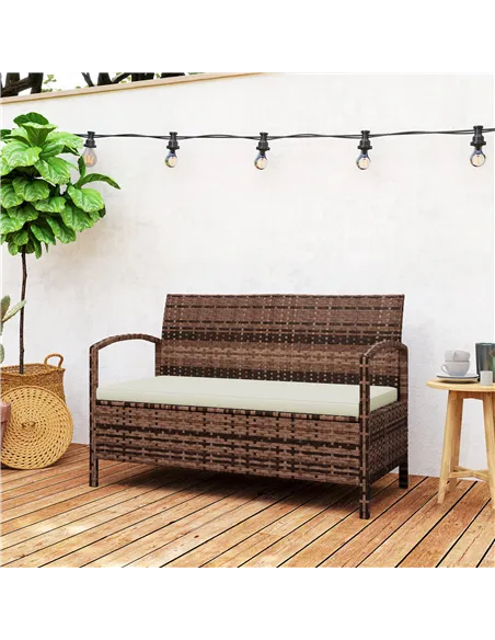 Outsunny 125L Storage Garden Bench, with Cushion - Brown