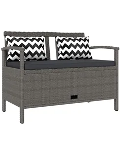 Outsunny 160L Storage Two-Seater Rattan Bench - Grey