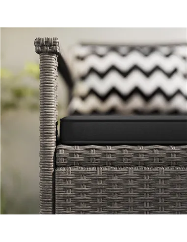 Outsunny 160L Storage Two-Seater Rattan Bench - Grey