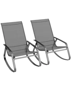 Outsunny Set of Two Rocking Garden Chairs - Grey