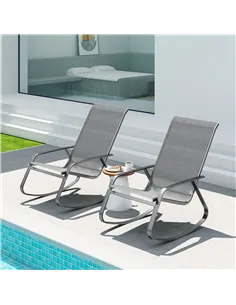 Outsunny Set of Two Rocking Garden Chairs - Grey 2