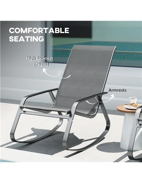Outsunny Rocking Garden Chair - Grey