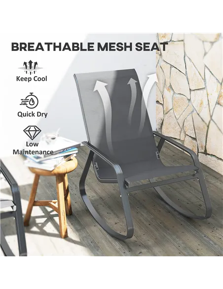 Outsunny Rocking Garden Chair - Grey