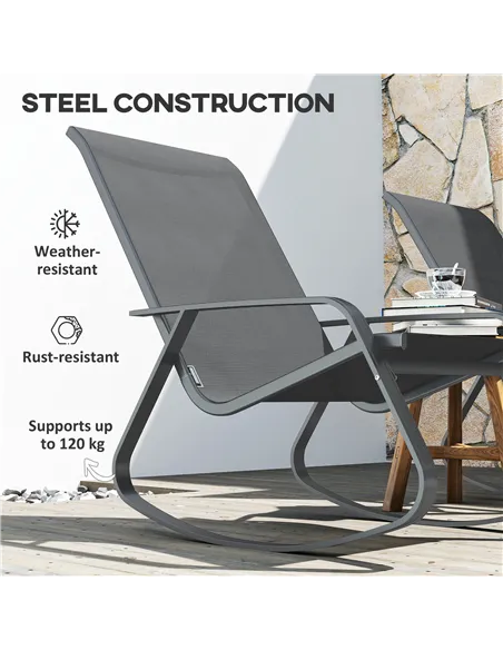 Outsunny Rocking Garden Chair - Grey